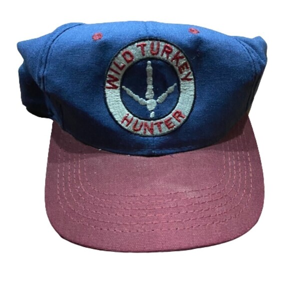 Turkey Hunter Vintage 2 - Tone Navy Maroon Baseball Snapback Cap Hat Men's - Picture 1 of 4